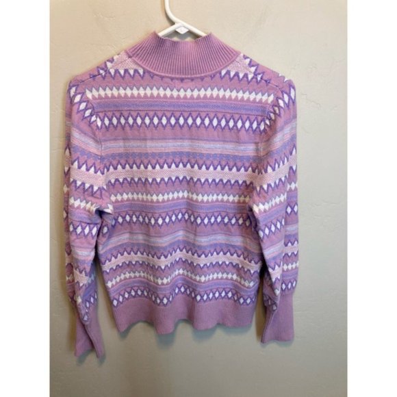 Aspen Mockneck Long Sleeve Lavender Fair Isle Print Cozy Sweater Size Large - Picture 8 of 10